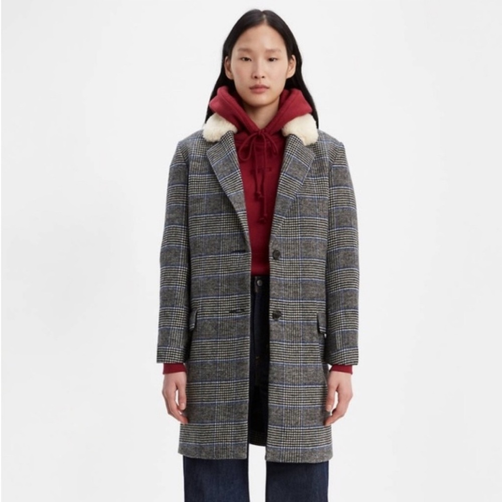 Levi’s Amaya Wool Blend Houndstooth Coat Size Small
